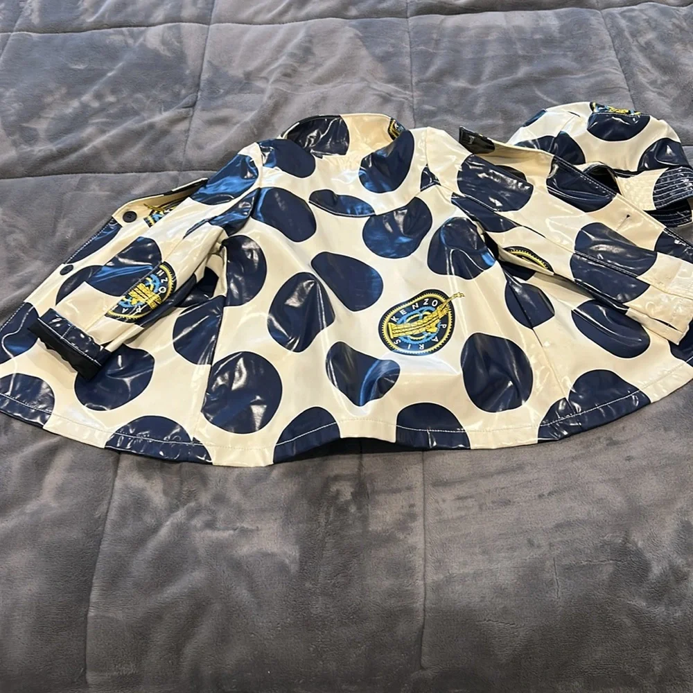Kenzo Navy and White Polka Dot Raincoat y.